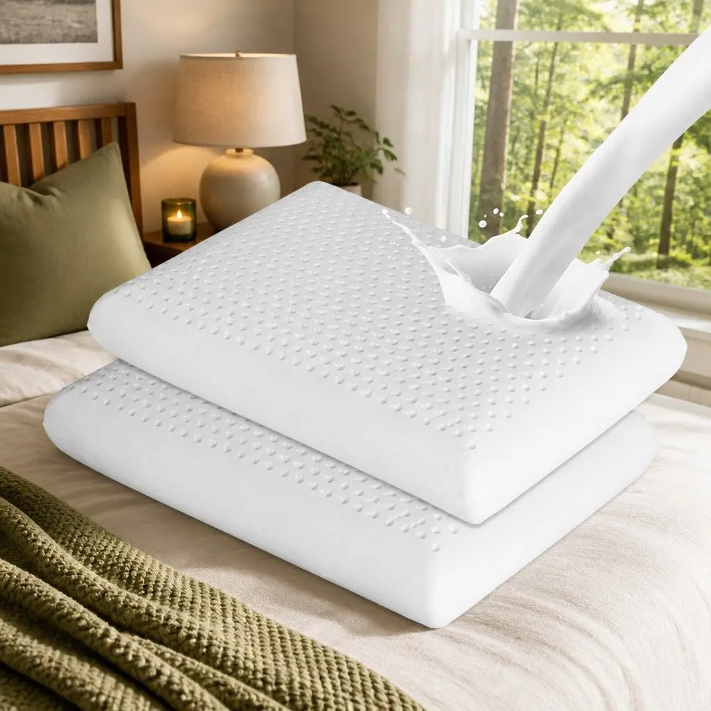 Natural Latex Pillow Cervical Neck Support Removable Cover 60cm x 40cm