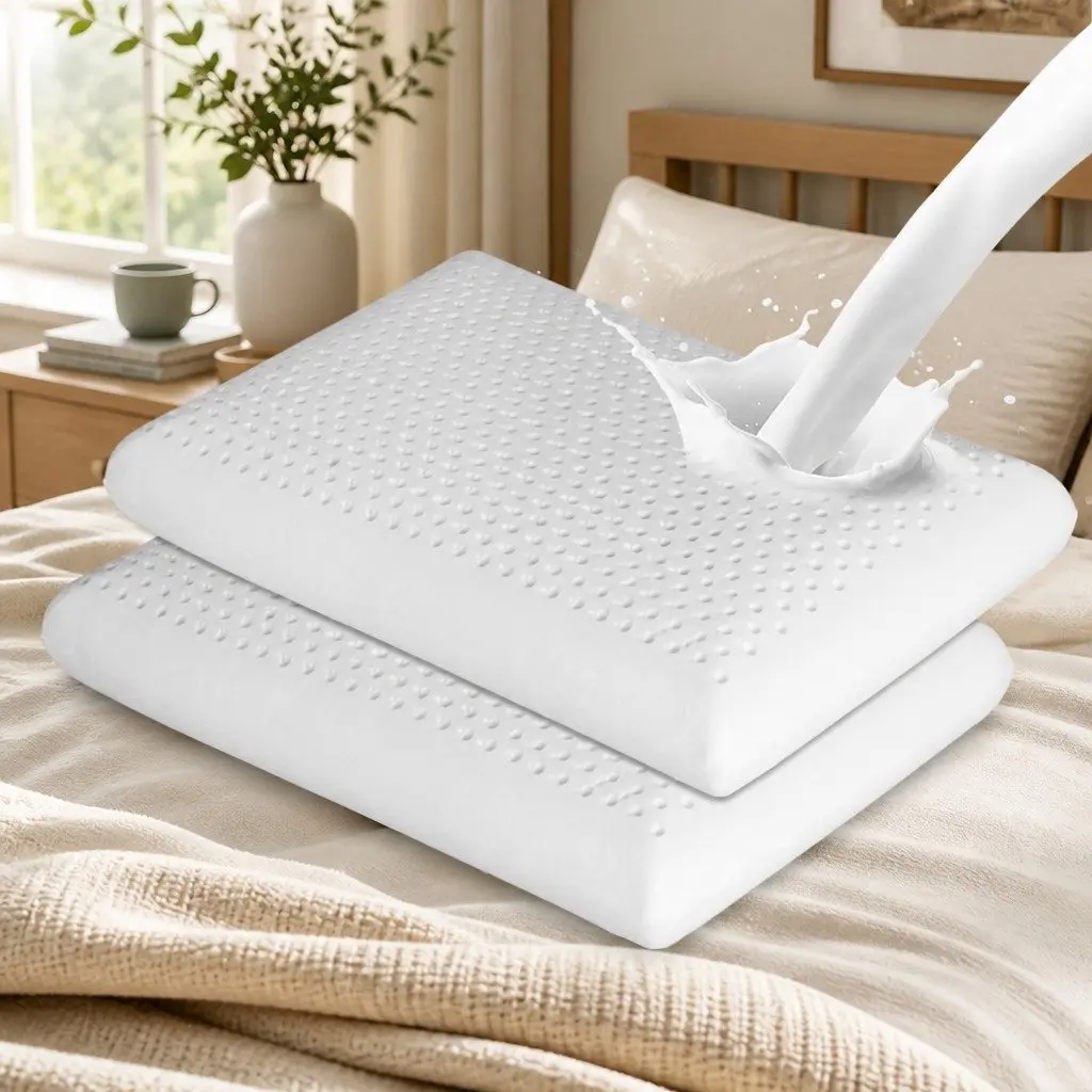 Natural Latex Pillow Cervical Neck Support Removable Cover 60cm x 40cm