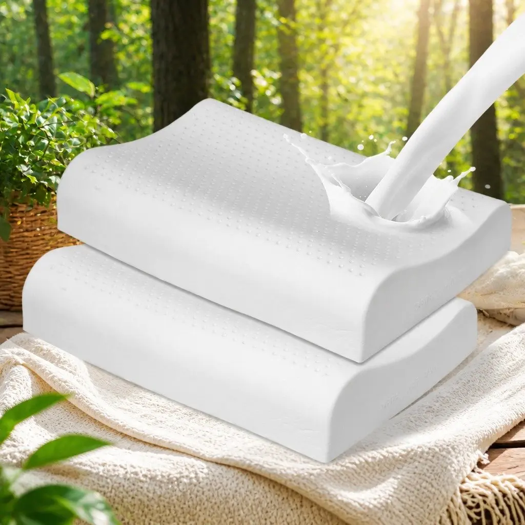 Natural Latex Pillows Removable Cover Cervical Neck Sleeping Pillow 60cm x 40cm x 10cm or 12cm