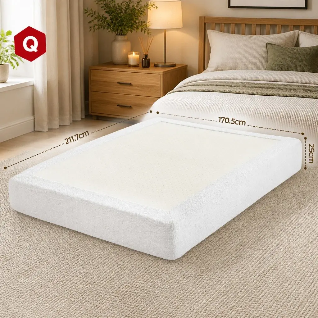 Compression Bed Frame Boucle White Queen Size No Assembly Vacuum Packed