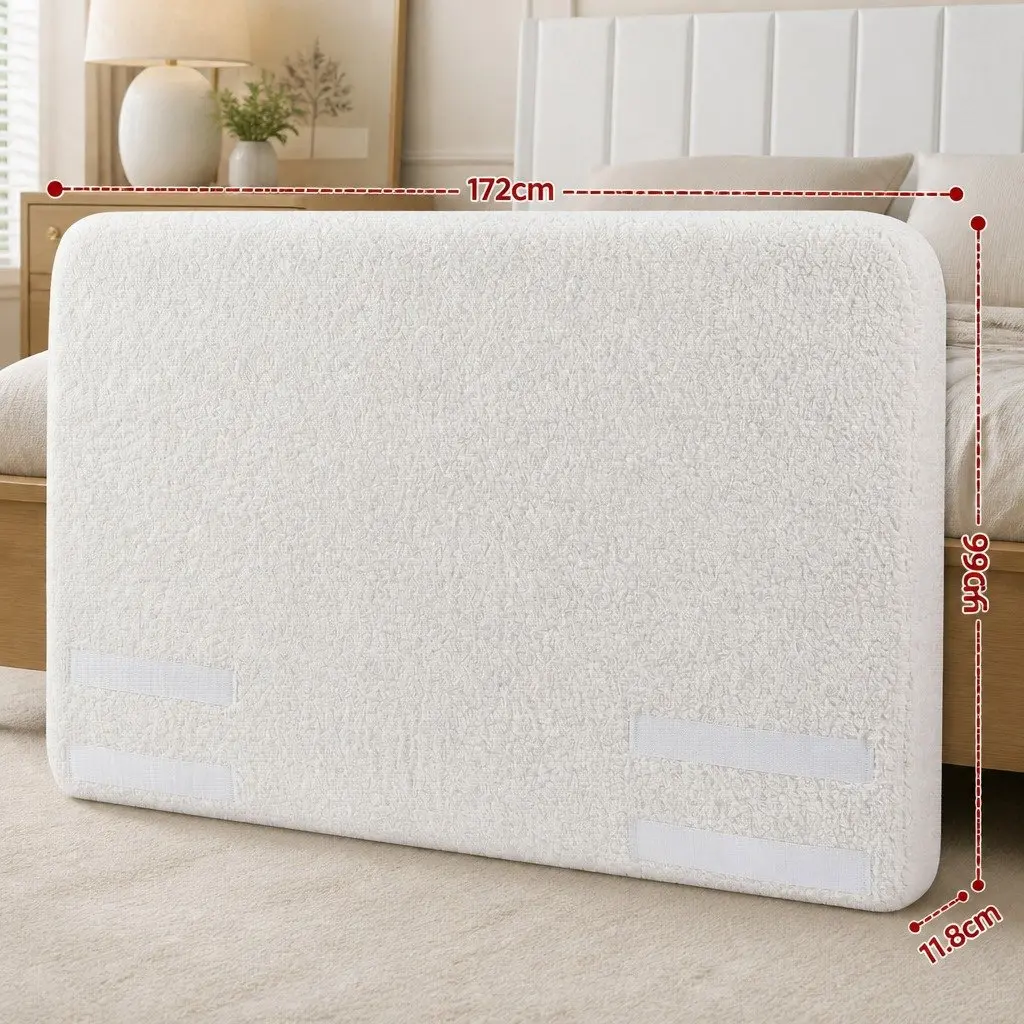 Queen Headboard Boucle Fabric Soft Foam No-Assembly 172W x 99H x 11.8T cm