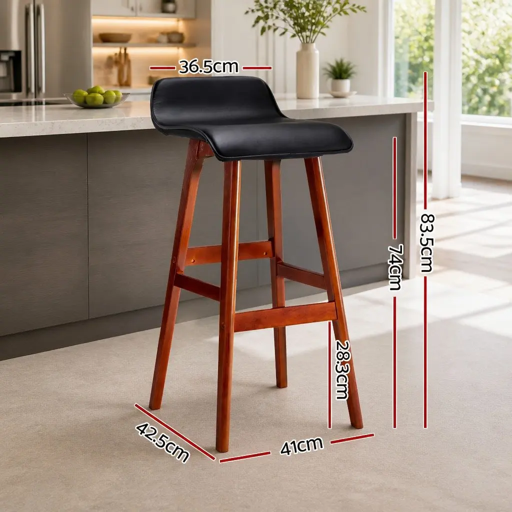 Bar Stools Bentwood Black 74cm Height Set of 2 Kitchen Dining Seating with Footrest