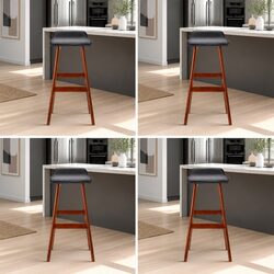 Stylish Black Bar Stools Set of 4 with Comfortable Seating