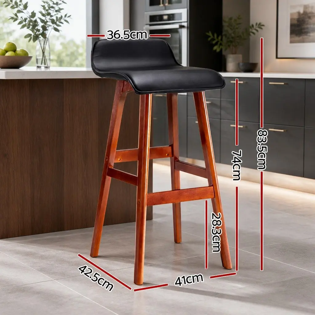 Bar Stools Set of 4 Black Wooden Bentwood Kitchen Counter Seating Padded