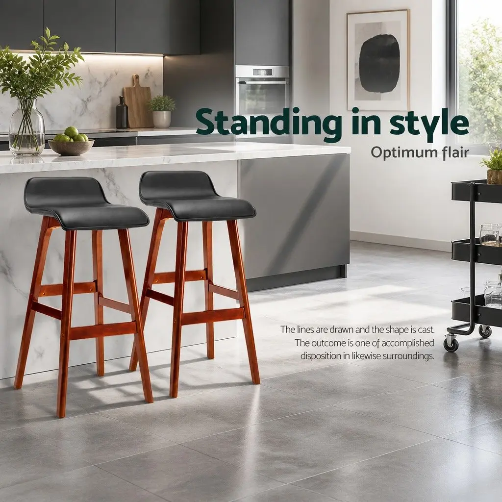 Bar Stools Set of 4 Black Wooden Bentwood Kitchen Counter Seating Padded