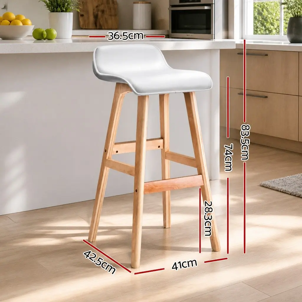 Bar Stools Wooden White Padded Seat 74 cm Set of 4