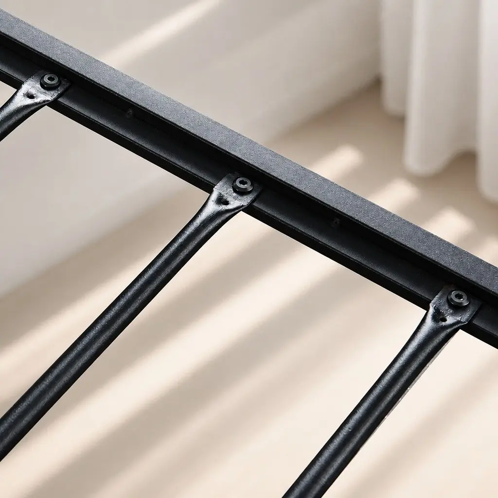Metal Bed Frame Queen Size Mattress Base Platform Steel Slat Bed Base