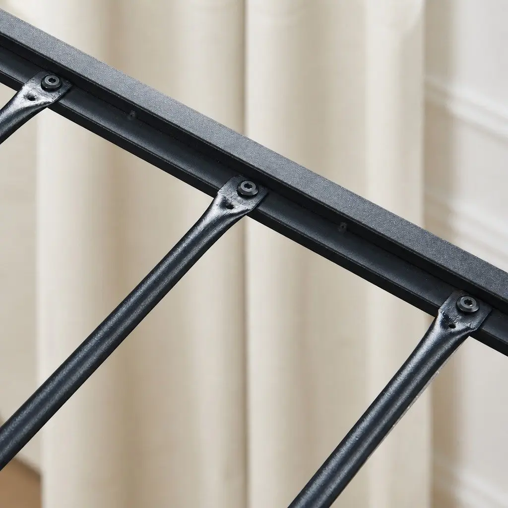 Metal Bed Frame Double Queen Size Industrial Steel Slats Storage Mattress Base