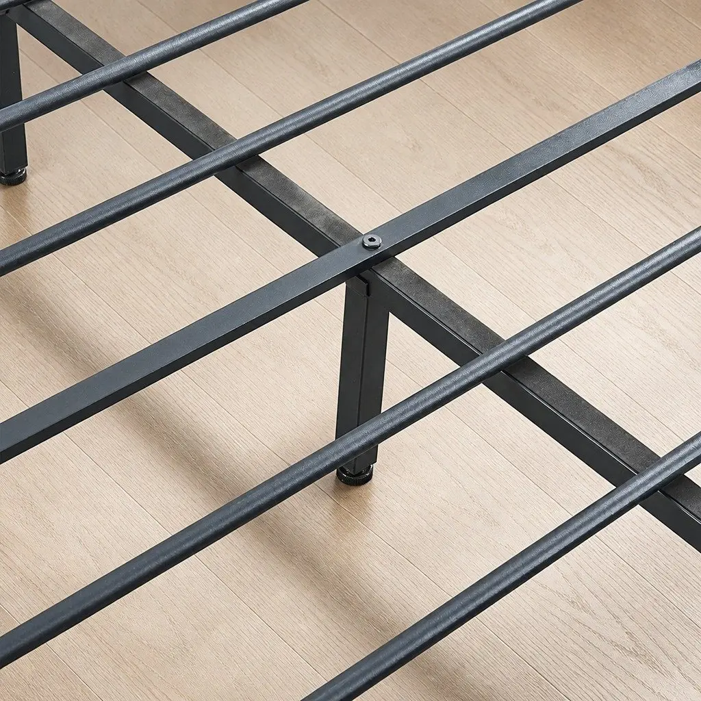 Metal Bed Frame Queen Size Industrial Design Steel Slats Storage Platform Base