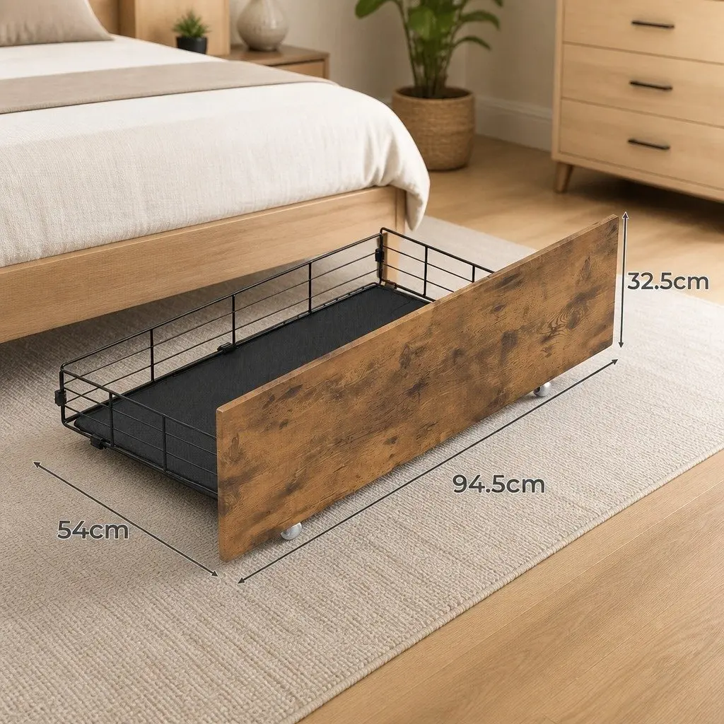 Under Bed Storage Drawers Set of 4 Brown 94.5cm x 54cm x 32.5cm