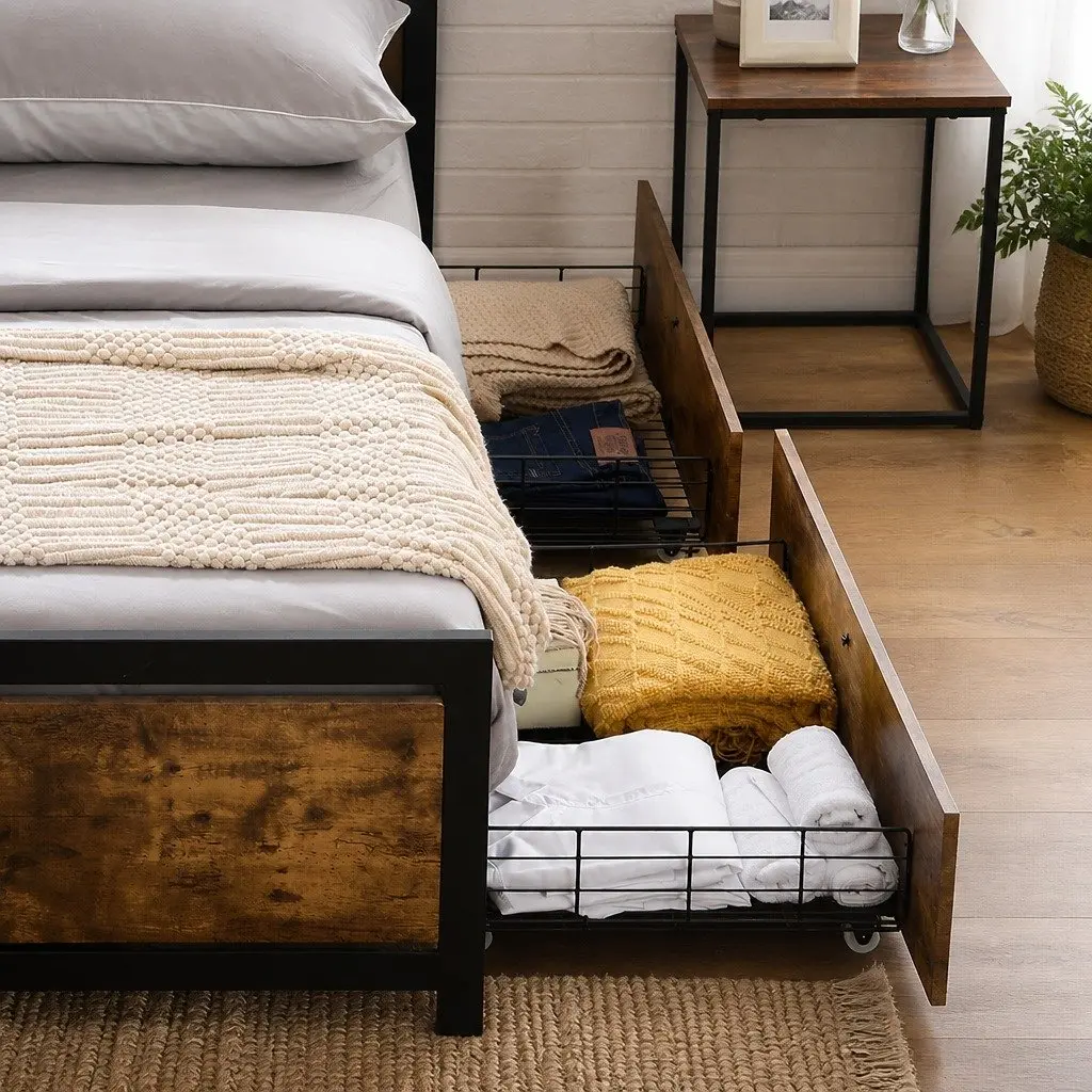 Under Bed Storage Drawers Set of 4 Brown 94.5cm x 54cm x 32.5cm