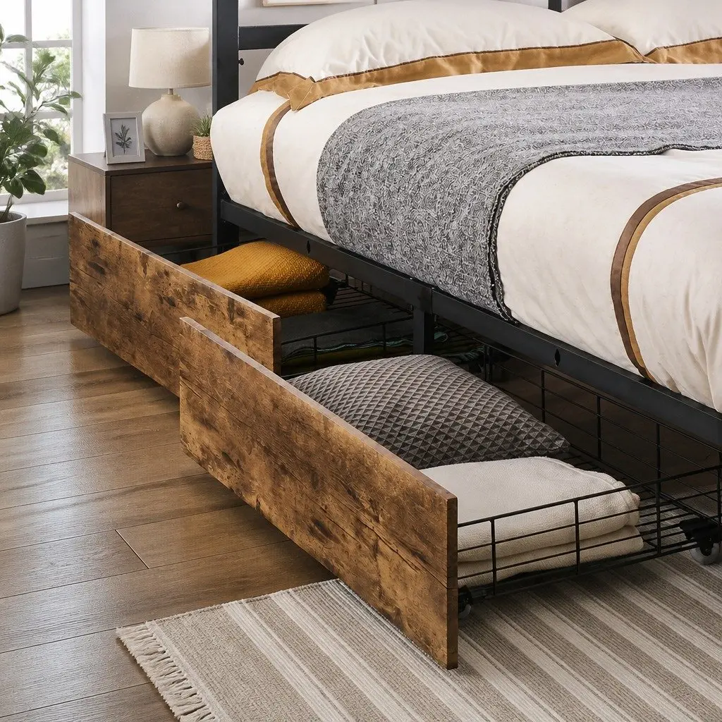 Queen Bed Frame with Storage Solutions
