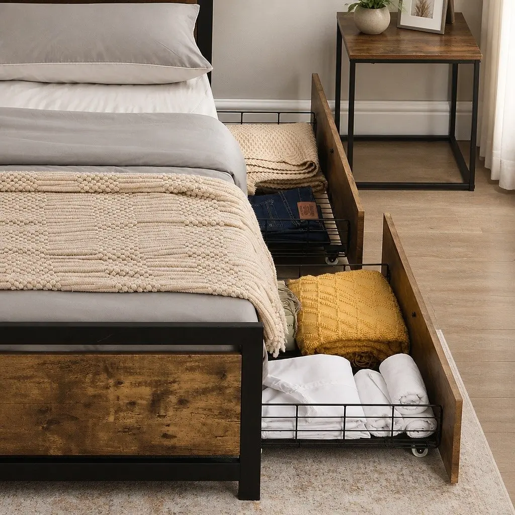 Queen Bed Frame with Storage Solutions