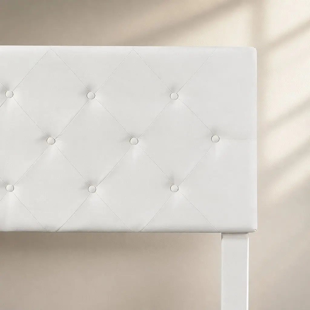 Queen Bed Frame Tufted Headboard with 4 Storage Drawers Cream