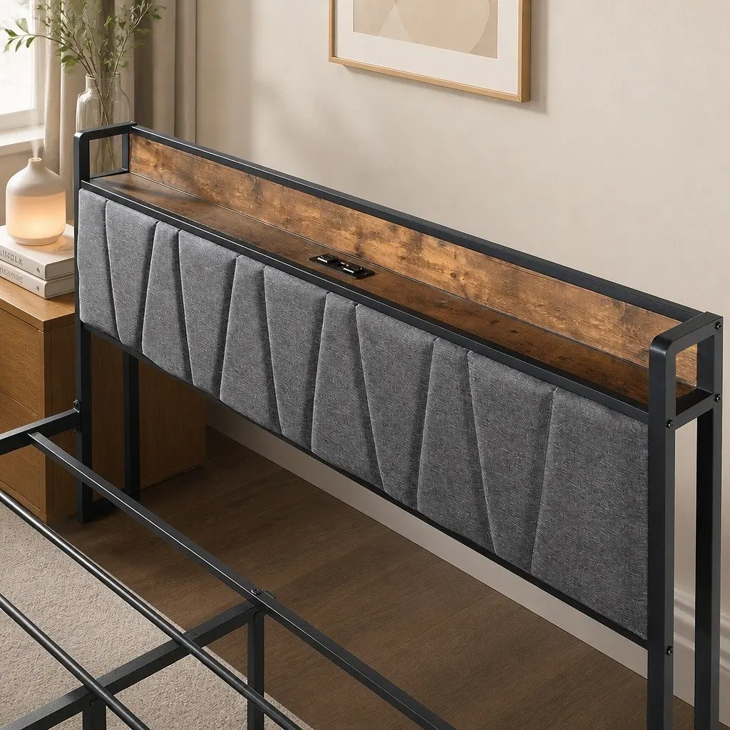 Double Bed Frame with USB and Storage