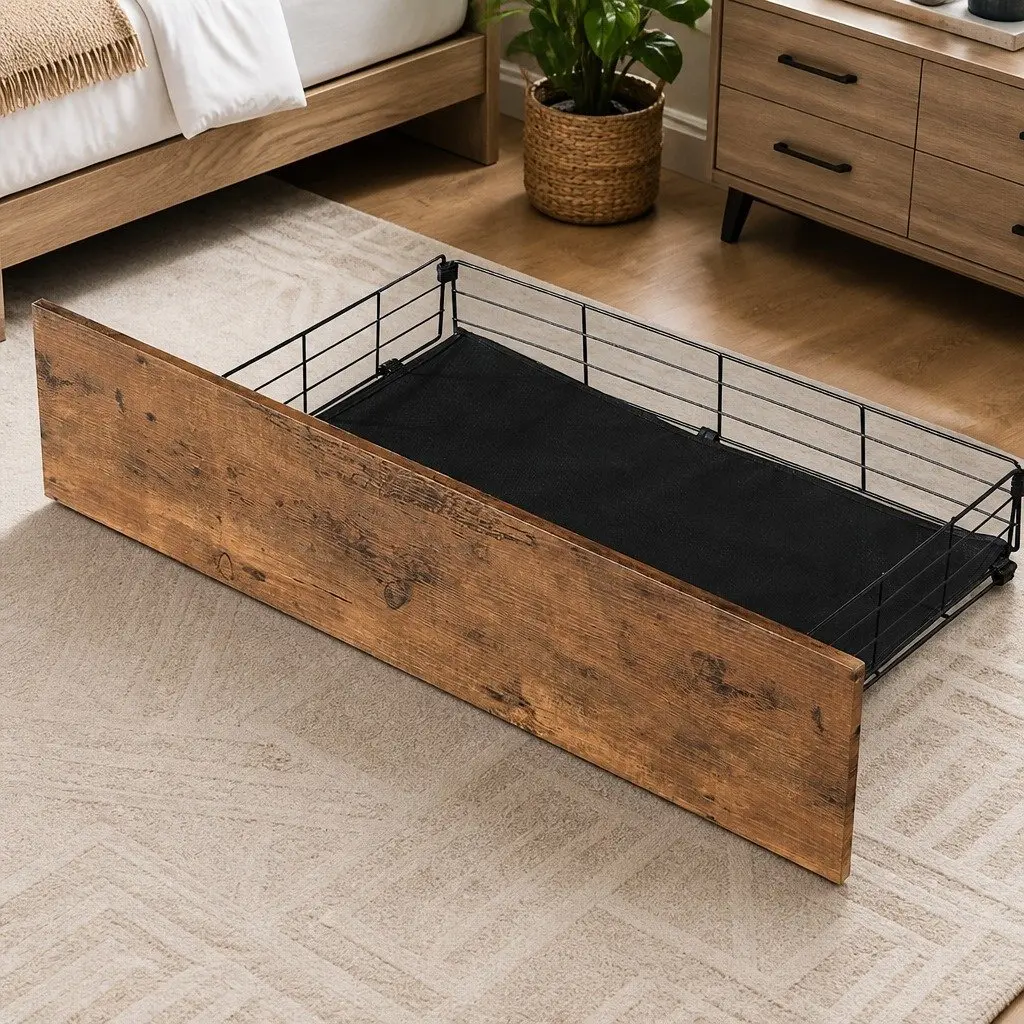 Double Bed Frame with RGB LED Storage Drawers USB Charging Headboard Queen