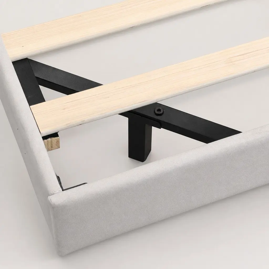 Floating Bed Frame with LED Light Height Adjustable Headboard and Under Bed Storage White