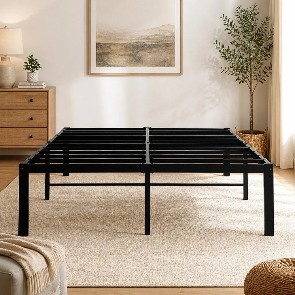 Metal Bed Frame Heavy Duty Storage Foundation Full Size Platform Slat Support