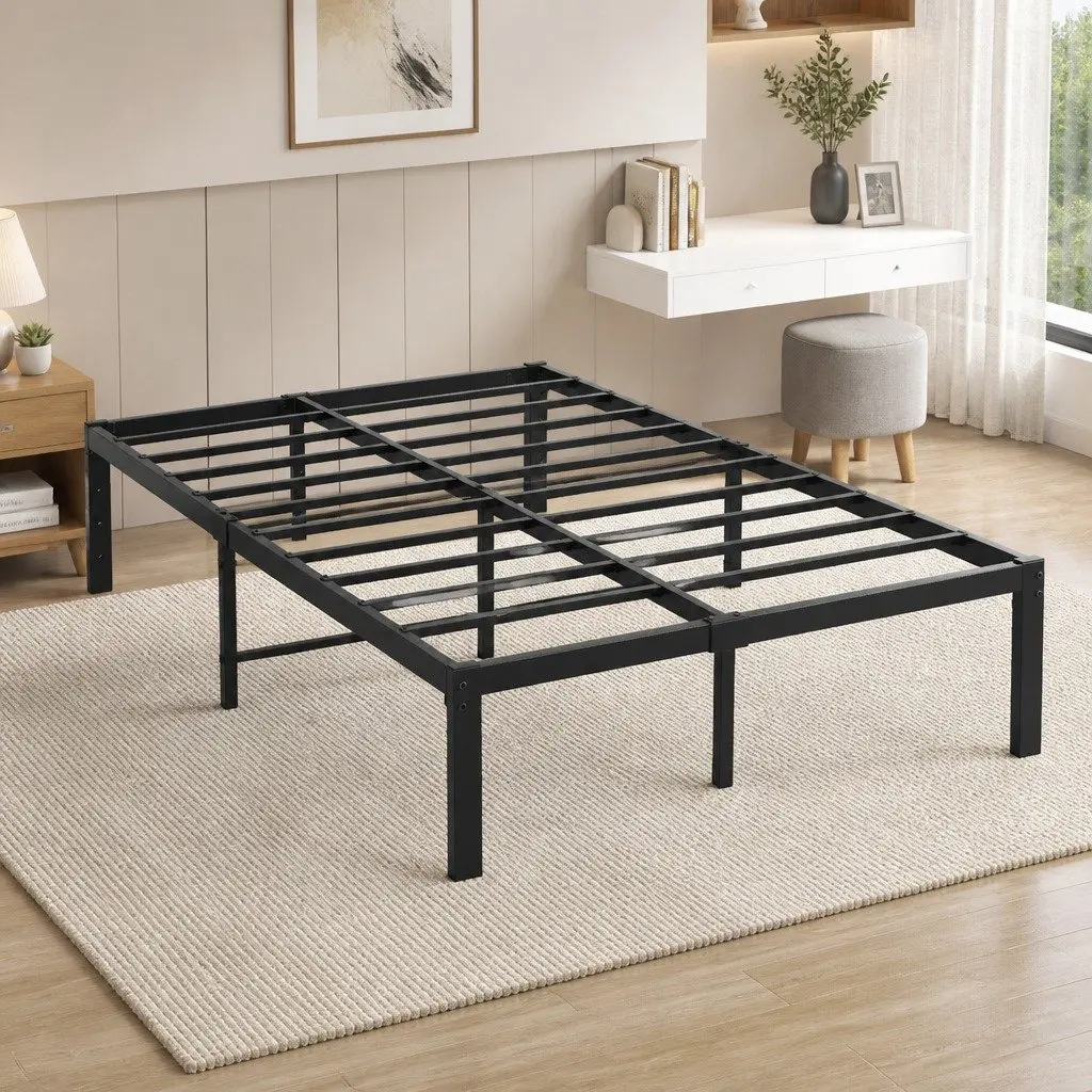 Metal Bed Frame Heavy Duty Storage Foundation Full Size Platform Slat Support