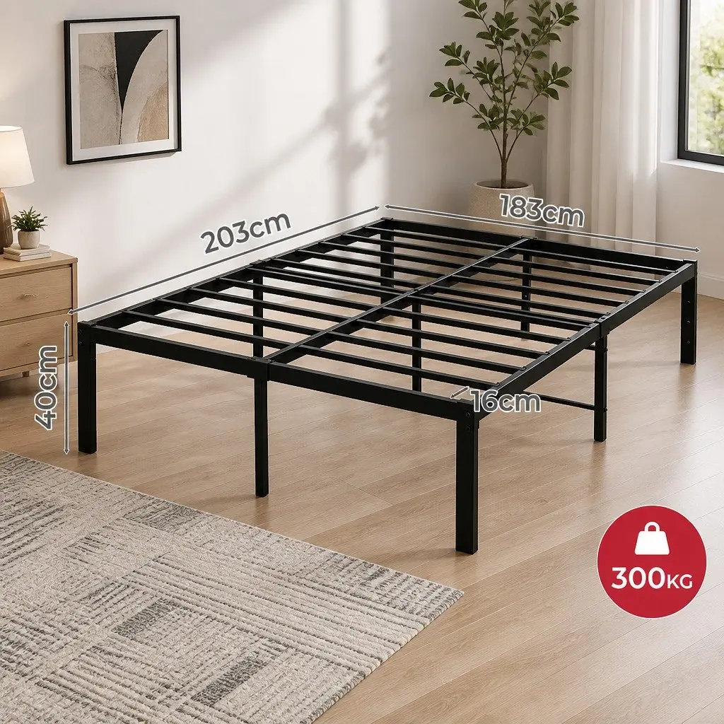 Metal Bed Frame Heavy Duty Full Size Elevated Platform with Storage Space