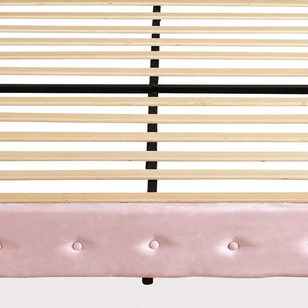 Queen Floating Bed Frame LED Light USB Ports Velvet Modern Bedroom Furniture