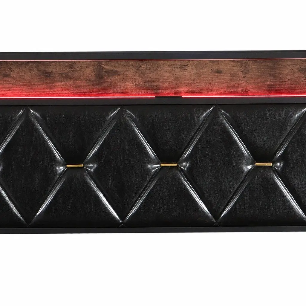 Double Bed Frame with LED Lights USB Charging Headboard and Storage Drawers 210cm x 139.5cm x 105.5cm Black Metal