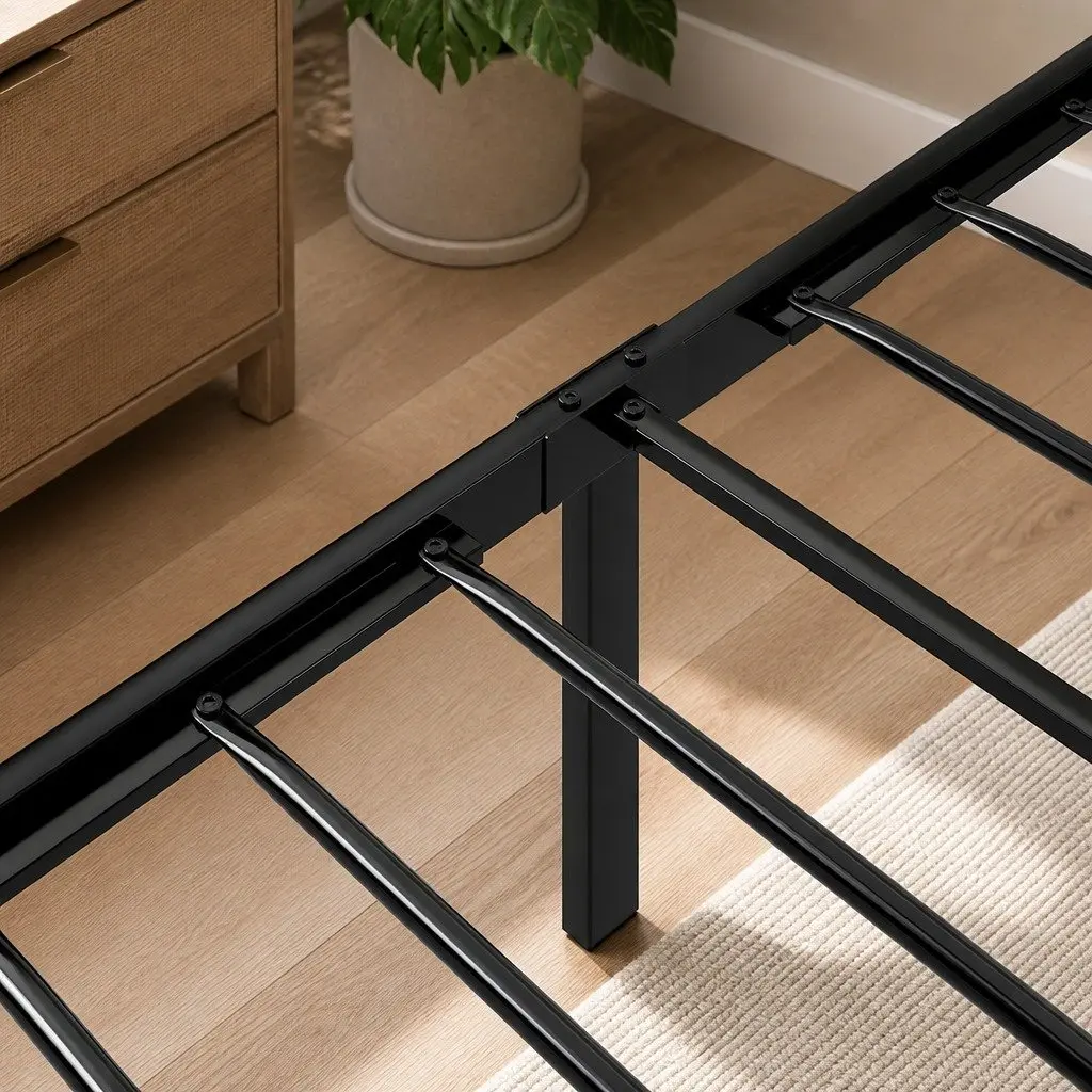 Single Bed Frame with LED Headboard and Storage Drawers Metal Slatted Base 208cm x 91cm x 105.5cm