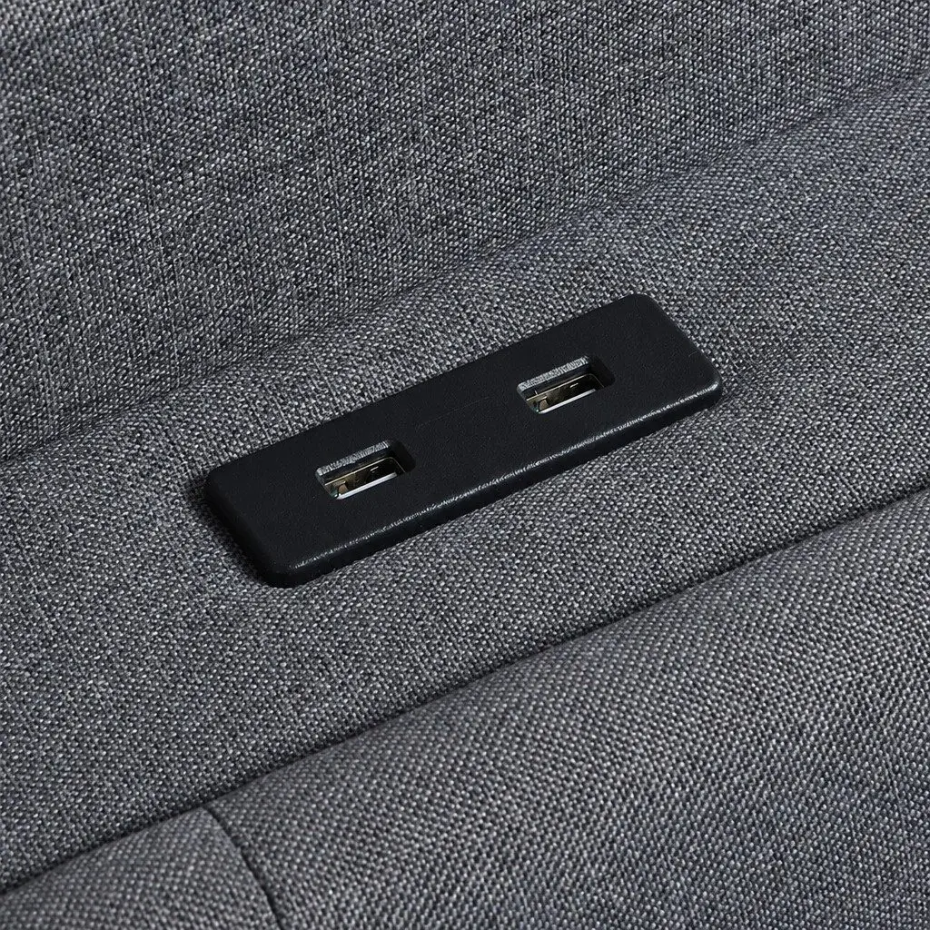 Double Bed Frame USB Charging LED Light Headboard with Gas Lift Storage Grey 204cm x 155cm x 112.5cm