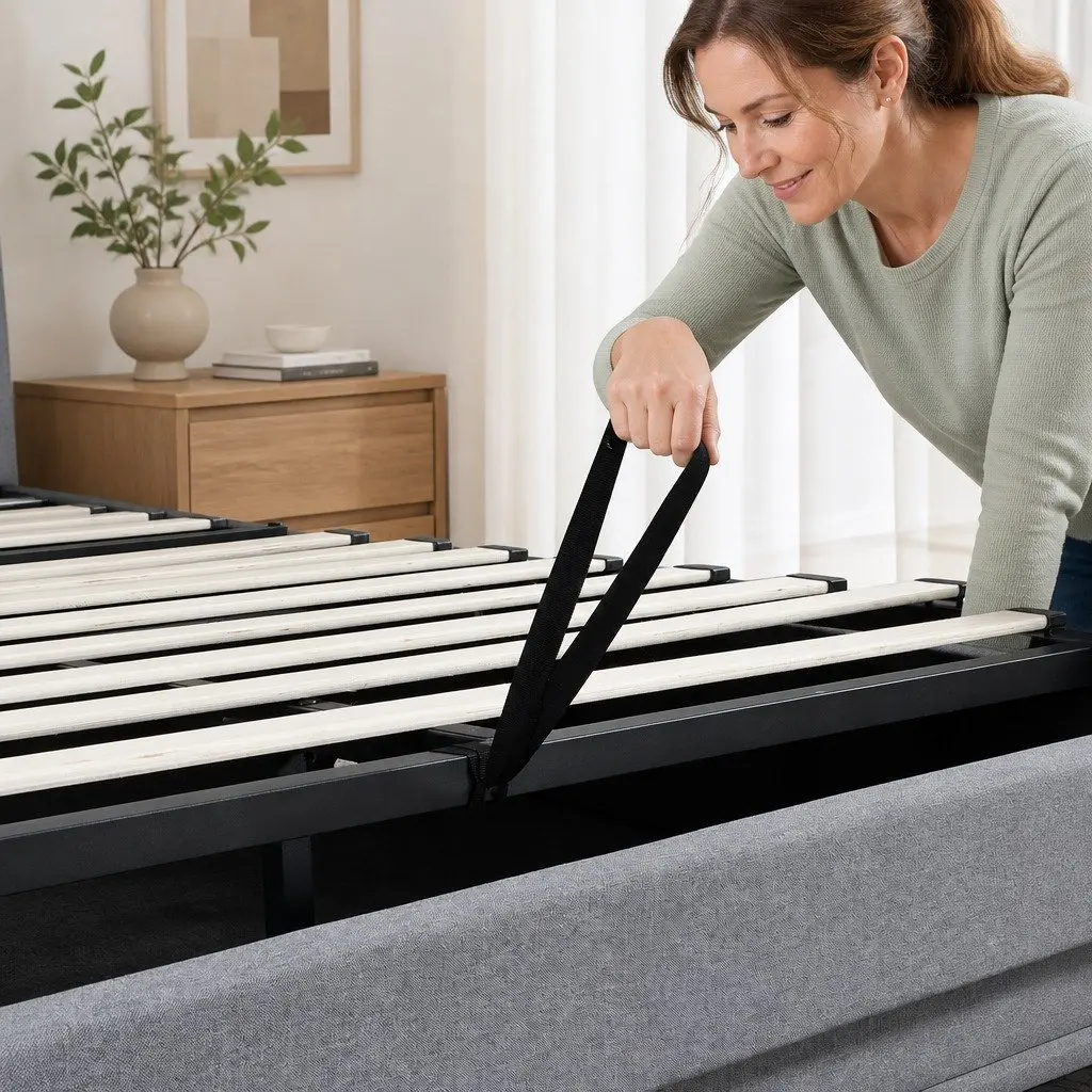 King Bed Frame with Storage and USB Charging