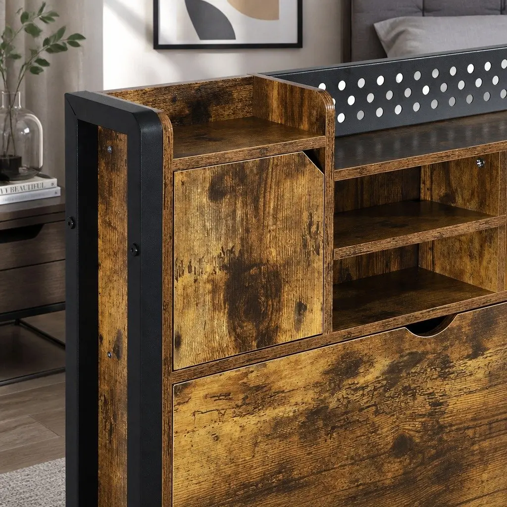 King Bed Frame with LED & Charging Options