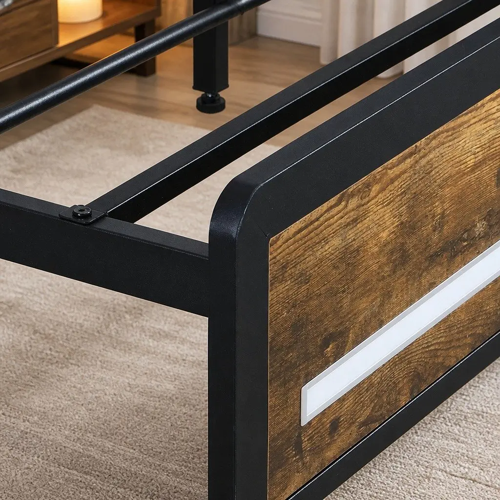 King Bed Frame with LED & Charging Options
