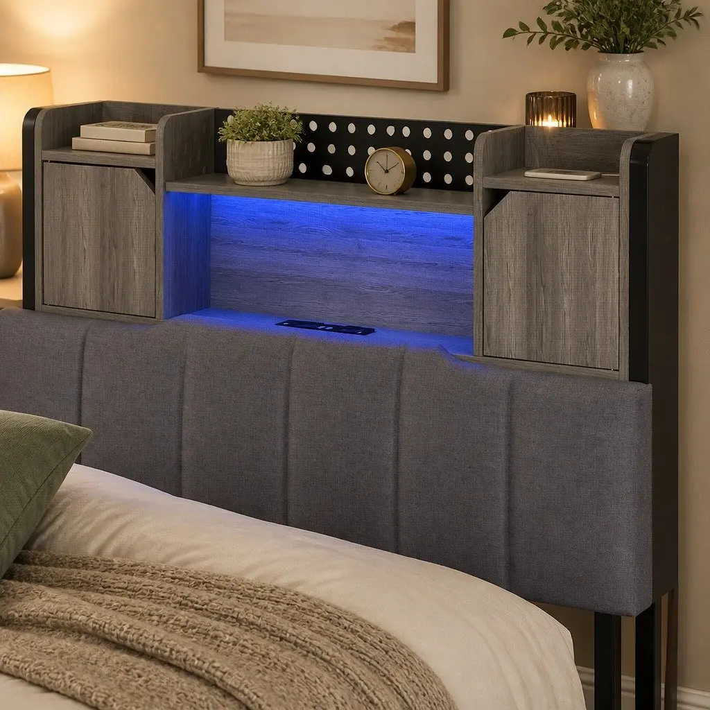 Bed Frame with Storage and Lights
