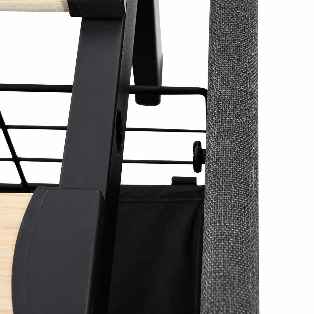 Double Bed Frame with Storage Drawers LED Lighting USB Ports Gray Linen 196cm L x 141cm W x 104cm H
