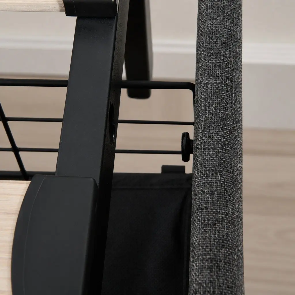 King Bed Frame with Storage Drawers LED USB Charging Ports Linen Grey
