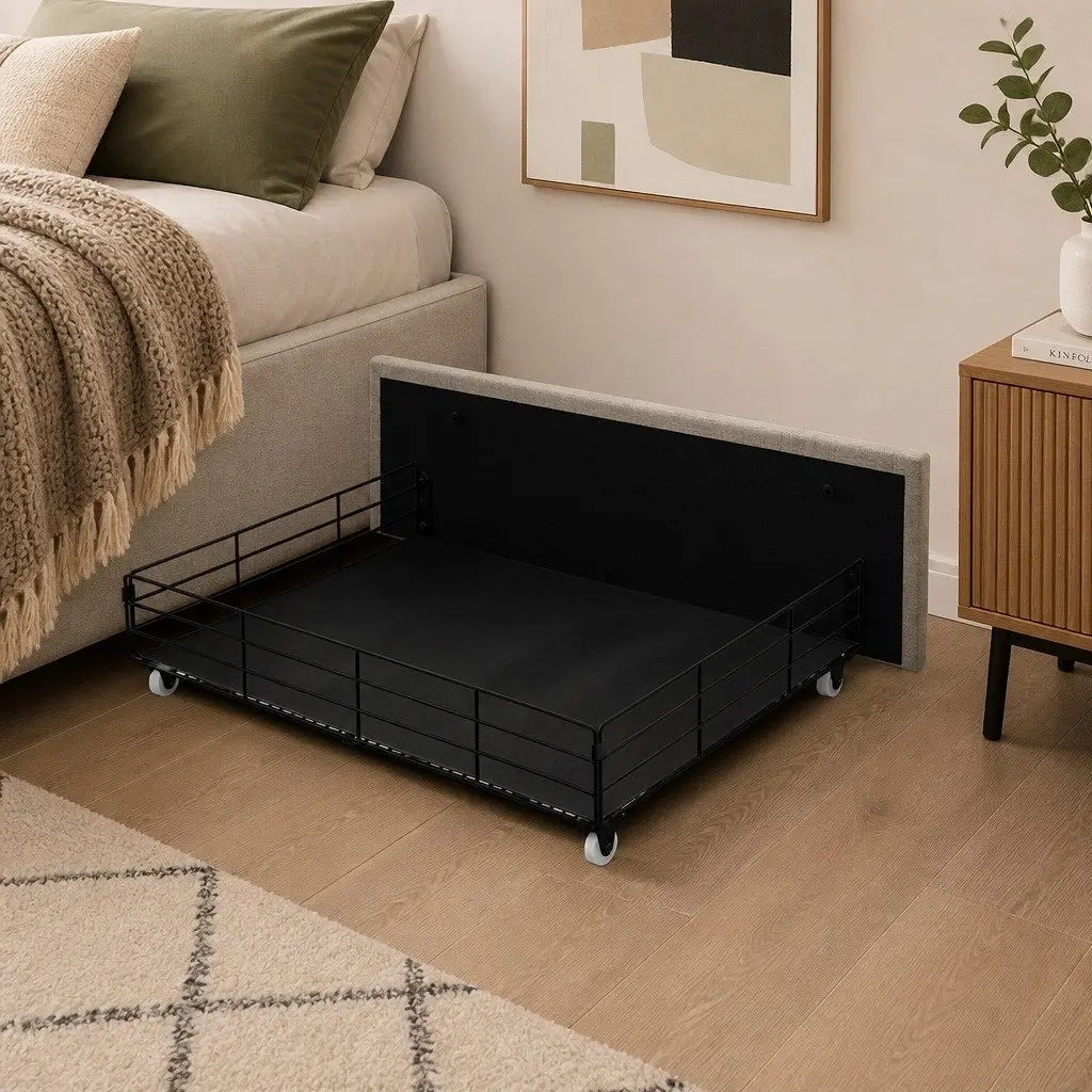 Single Bed Frame with Storage Drawers RGB LED USB Charging Headboard Linen Grey
