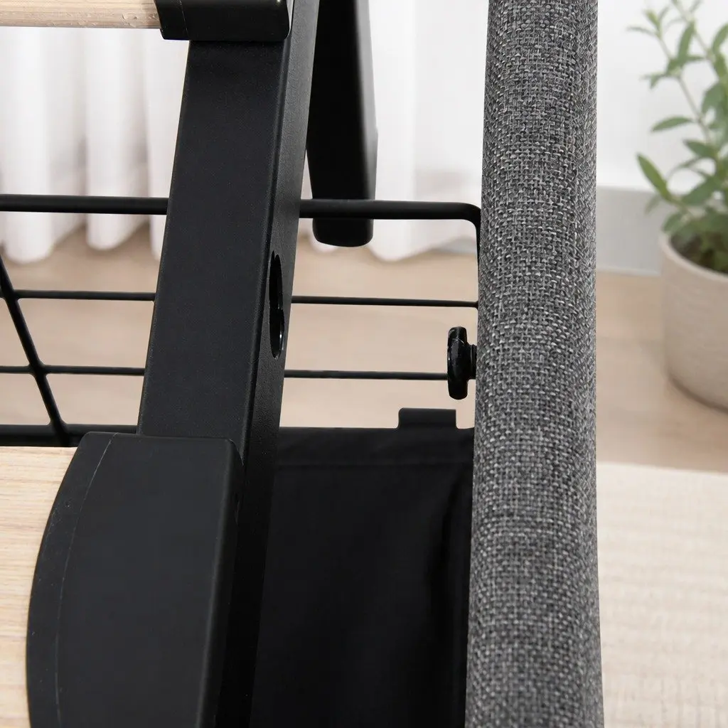 Single Bed Frame with Storage Drawers RGB LED USB Charging Headboard Linen Grey