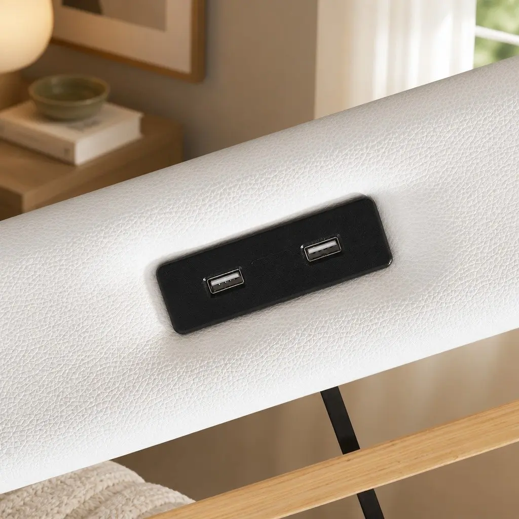 King Bed Frame with USB Charging Ports