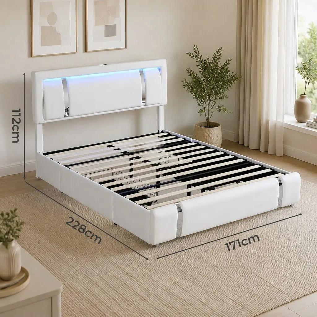 Queen Bed Frame with Storage and Convenience