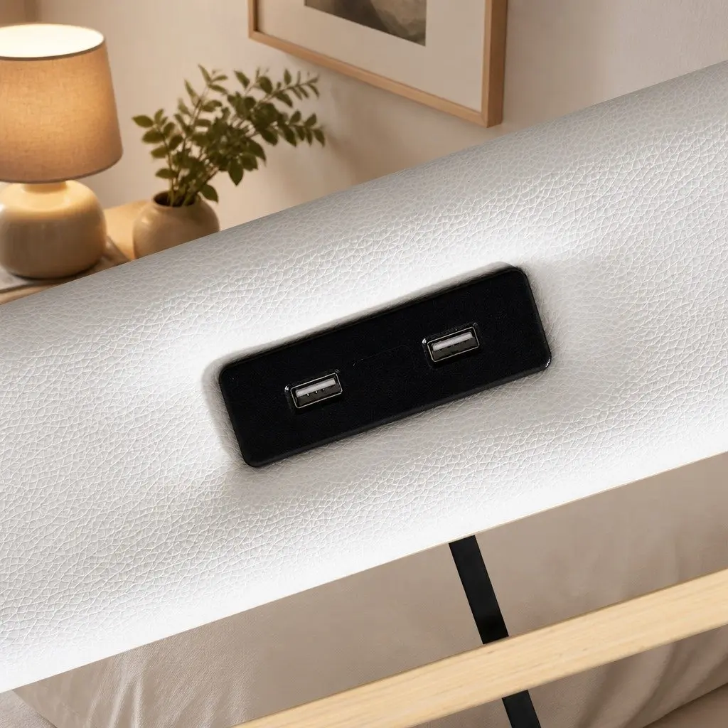 Single Bed Frame with LED Lights and Storage
