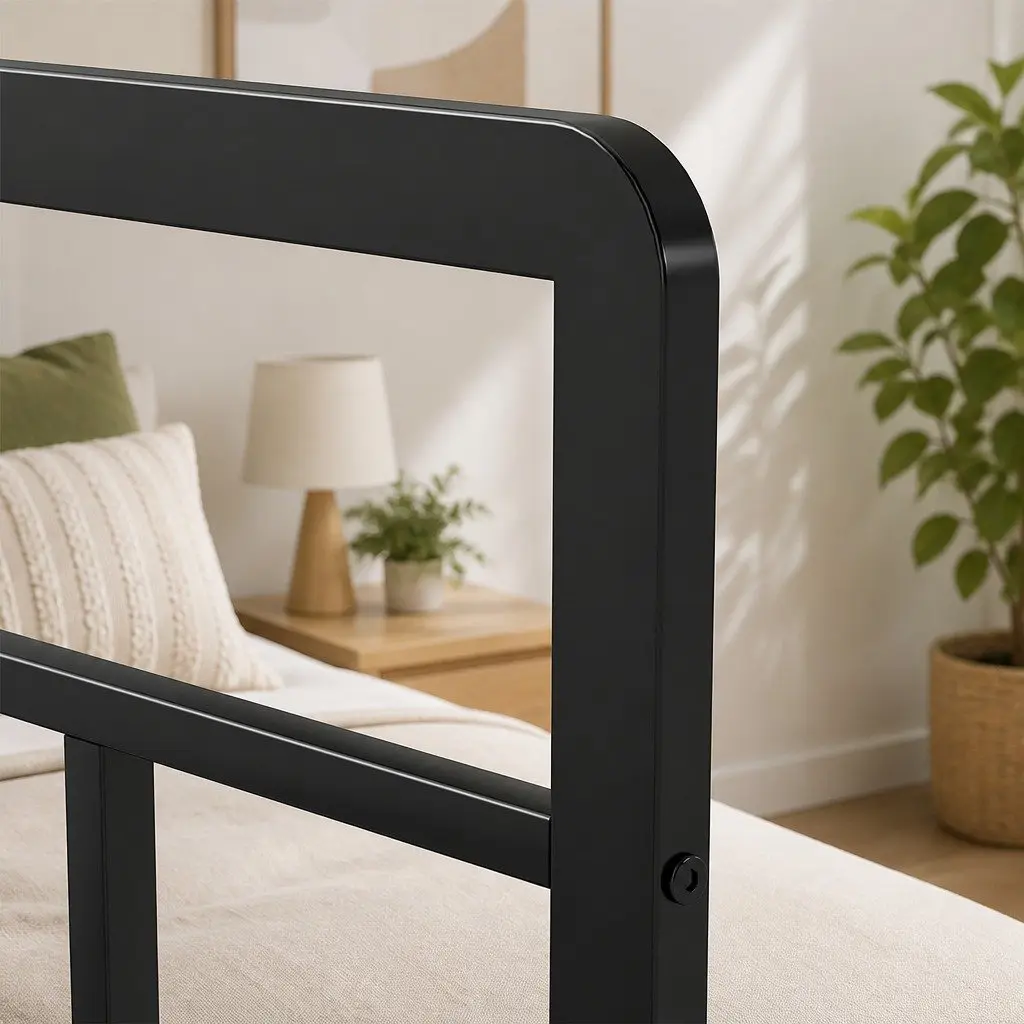 Double Metal Bed Frame Heavy Duty Rounded Headboard 120x190cm