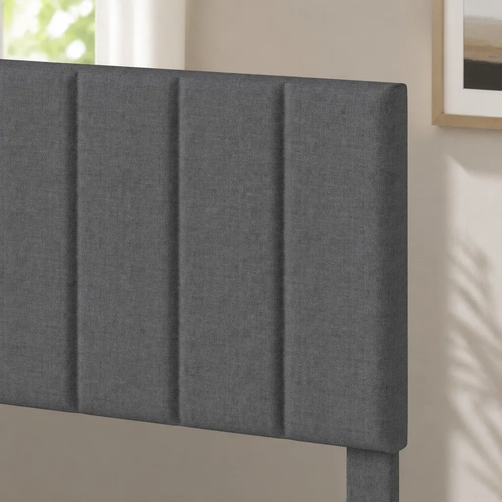 Upholstered Platform Bed Frame Storage Double Size Dark Grey