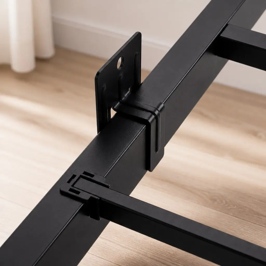 Floating Bed Frame LED USB Power Storage Headboard Metal Base Modern 205cm x 135cm x 93cm Dark Grey