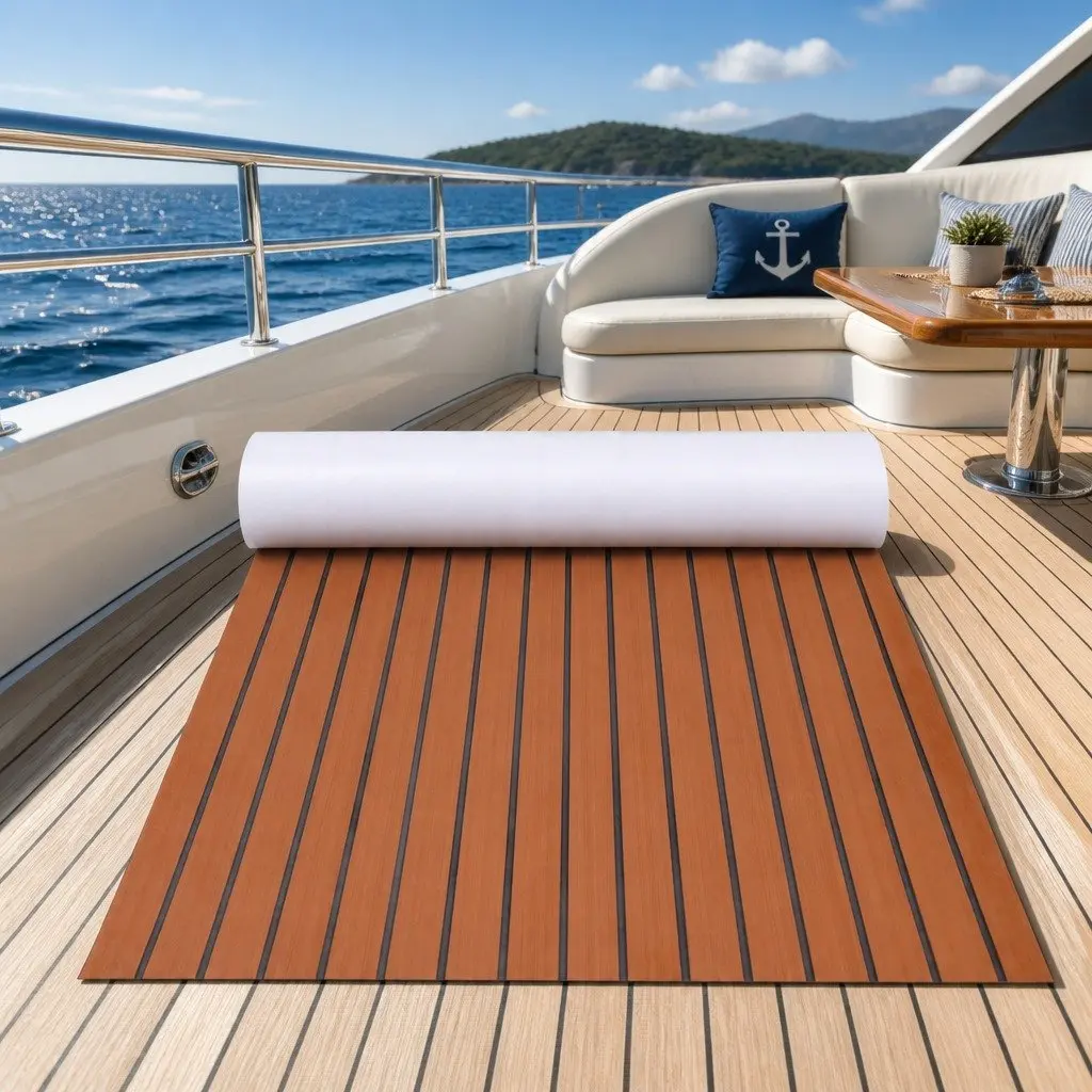 EVA Foam Boat Flooring Mat Decking Sheet 240x90cm Anti-Slip Self-Adhesive