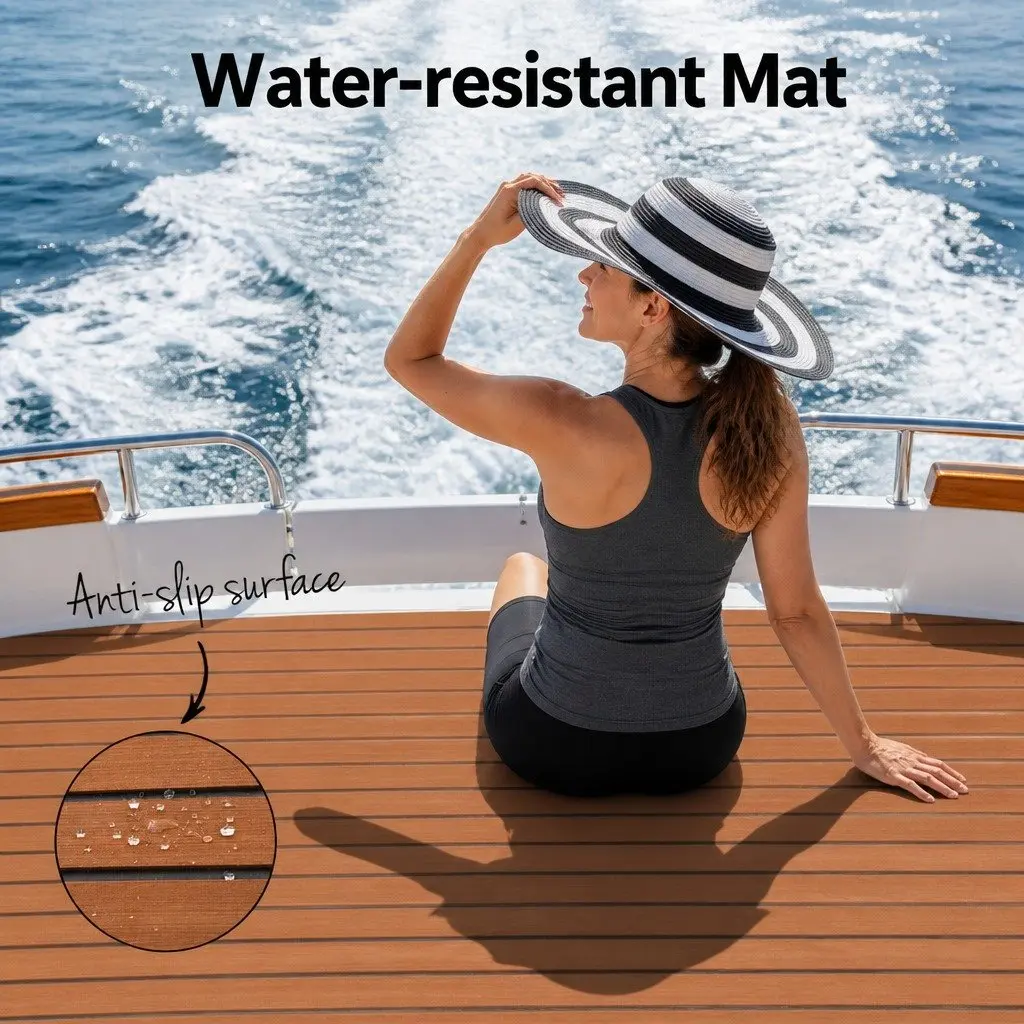 EVA Foam Boat Flooring Mat Decking Sheet 240x90cm Anti-Slip Self-Adhesive
