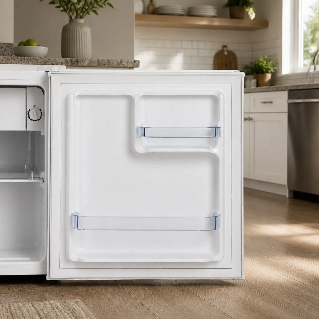 48L Compact Mini Refrigerator White Portable Bar Fridge with Separate Chiller Compartment for Caravan Apartment Office
