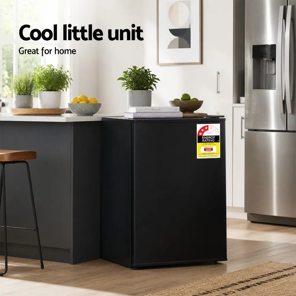 70L Portable Bar Fridge Black Compact Mini Cooler for Home Office