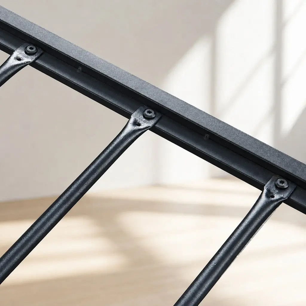 Industrial Double Bed Frame with 4 Under-Bed Storage Drawers Steel Platform