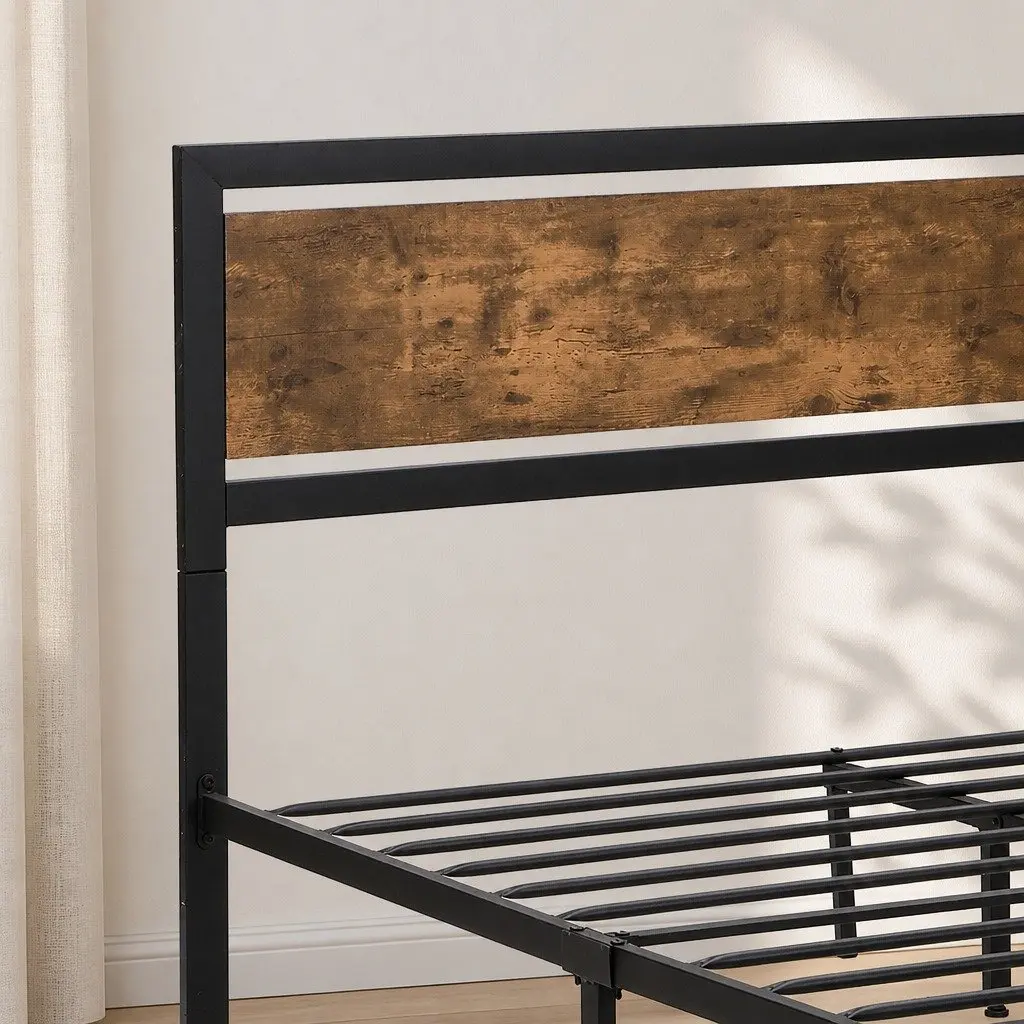 Queen Bed Frame with Steel Support and Storage