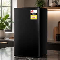 95L Portable Bar Fridge Black Compact Cooler Adjustable Temperature Energy