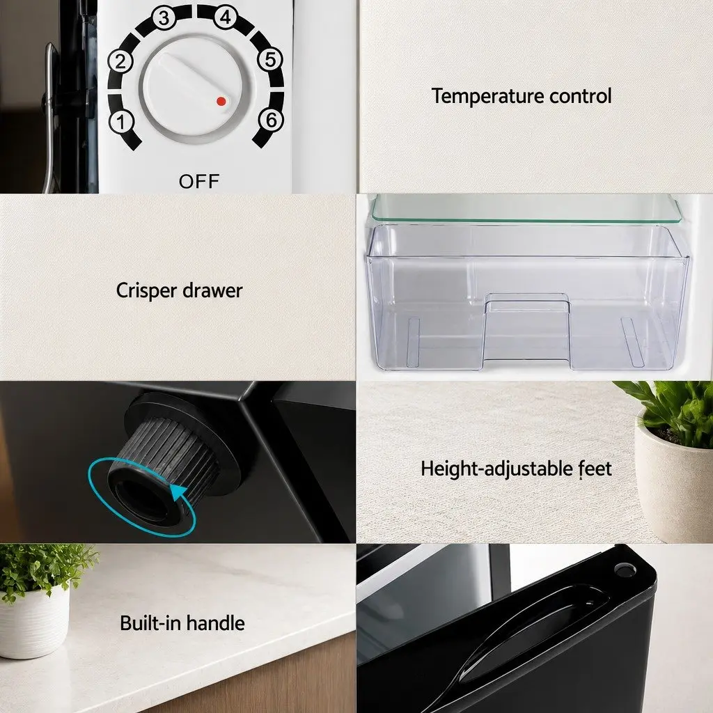 95L Portable Bar Fridge Black Compact Cooler Adjustable Temperature